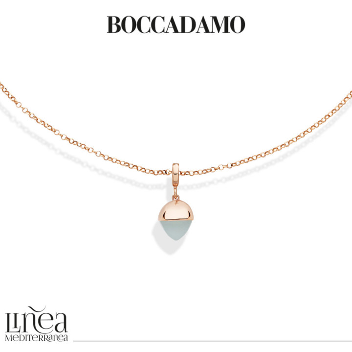 Rose gold plated necklace with aquamarine crystal