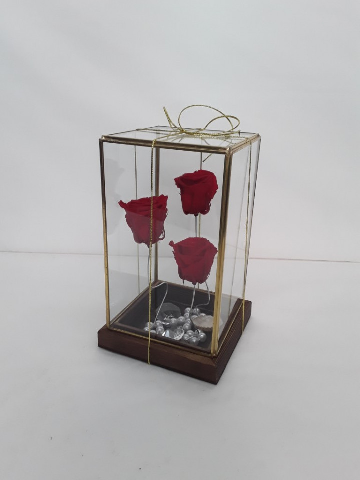 Forever roses in medium glass x3