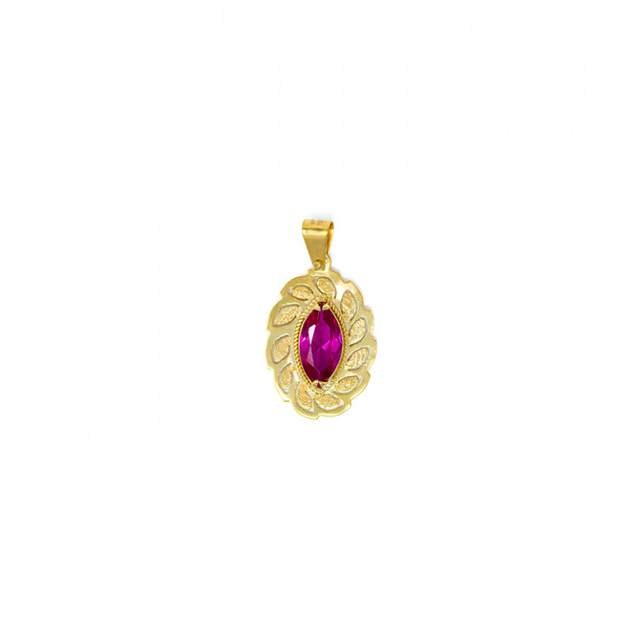 Handmade Yellow Gold 9kt Pendant with Synthetic Ruby