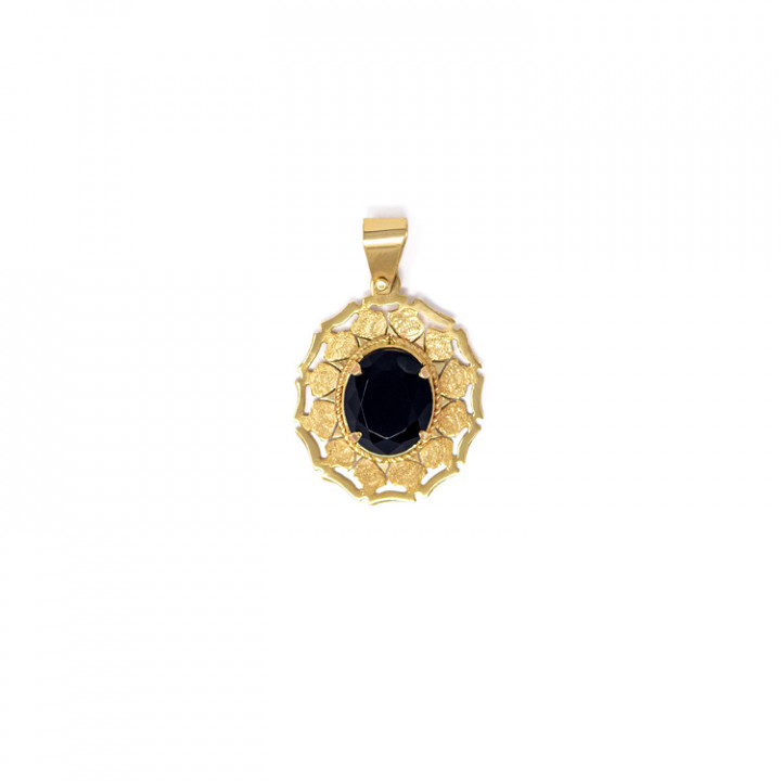 Handmade Yellow Gold 9kt Pendant with Black Zirconia