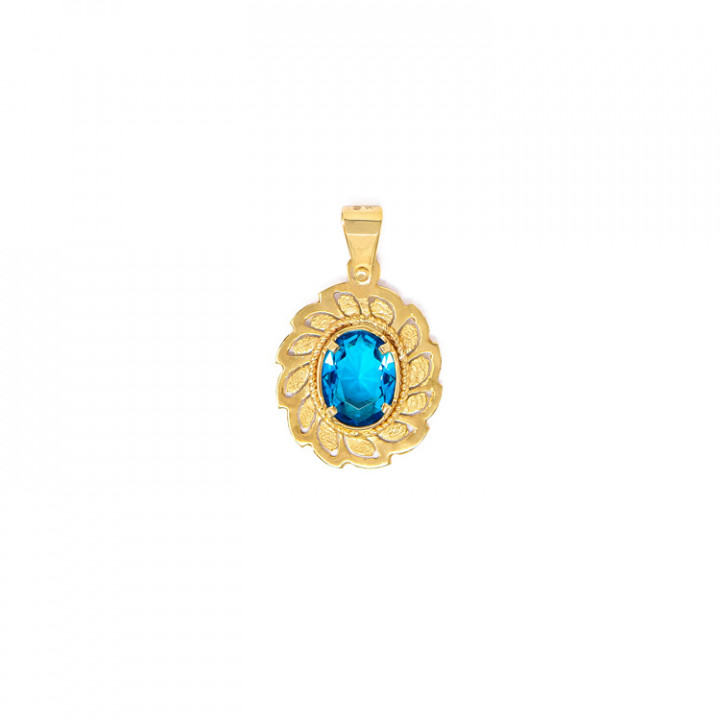 Handmade Yellow Gold 9kt Pendant with Synthetic Topaz