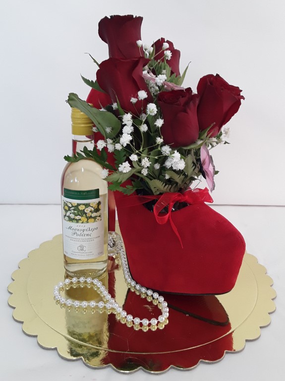 Fresh roses in stiletto heel