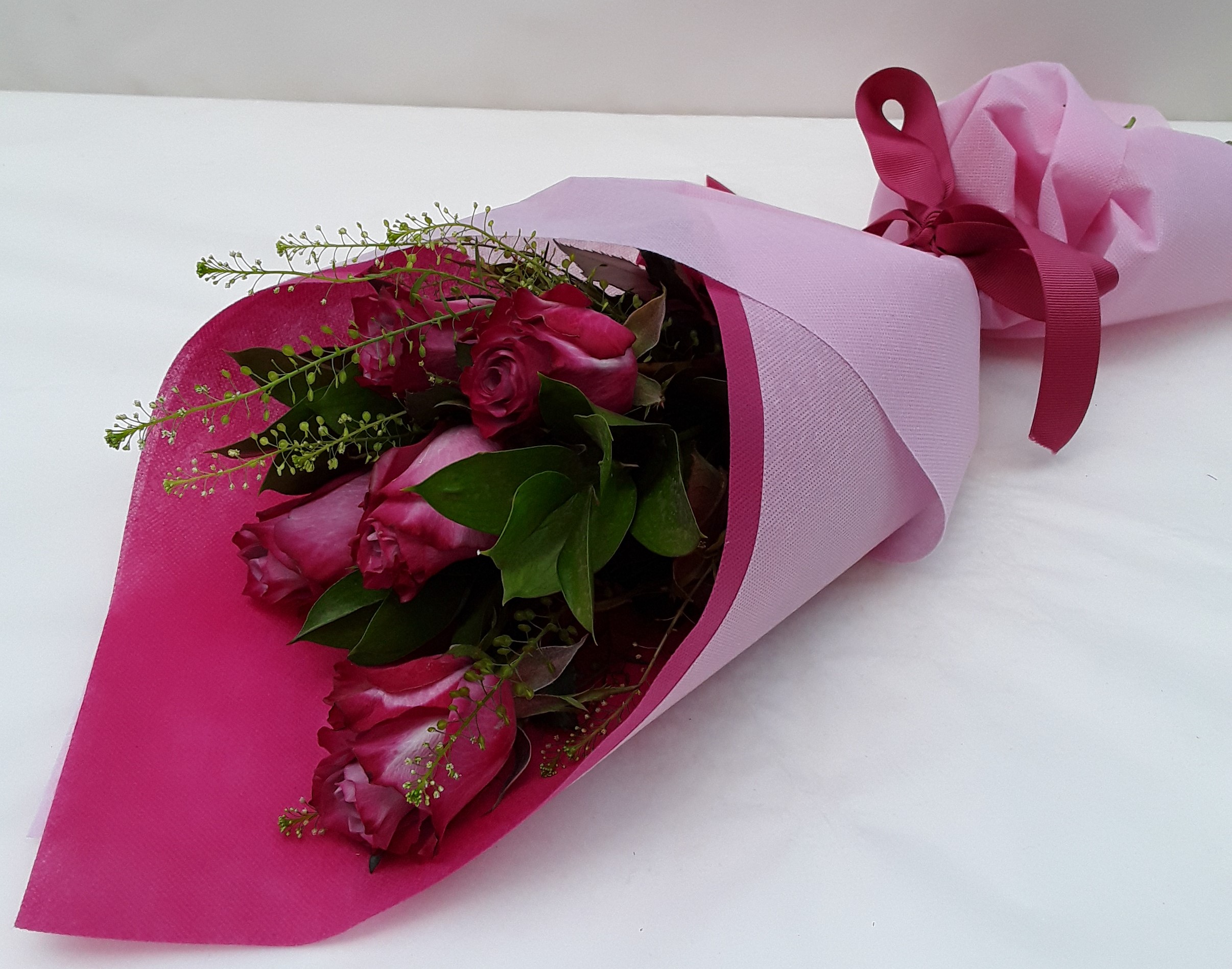 Bouquet with purple roses