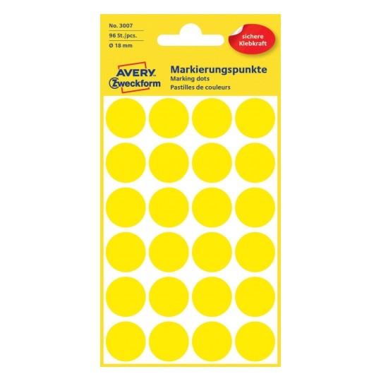 Avery Dot stickers Ø 18 mm yellow permanent
