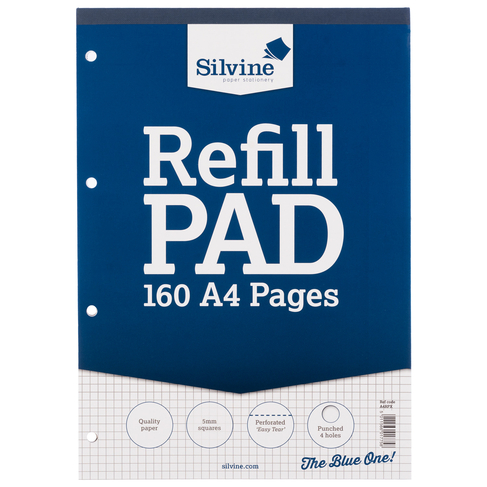 Silvine A4 5mm Squares Refill Pad 160 PAGES