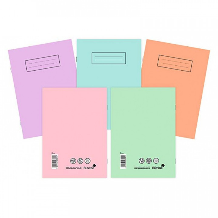 SILVINE NOTEBOOK A5 80p PASTEL