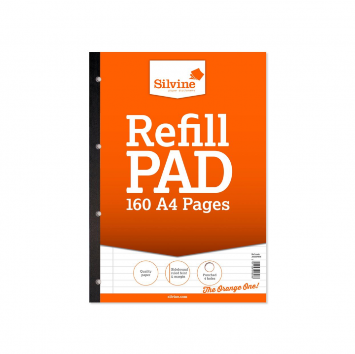 SILVINE A4 REFILL PAD LINED WITH MARGIN SIDEBOUND 160 PAGE