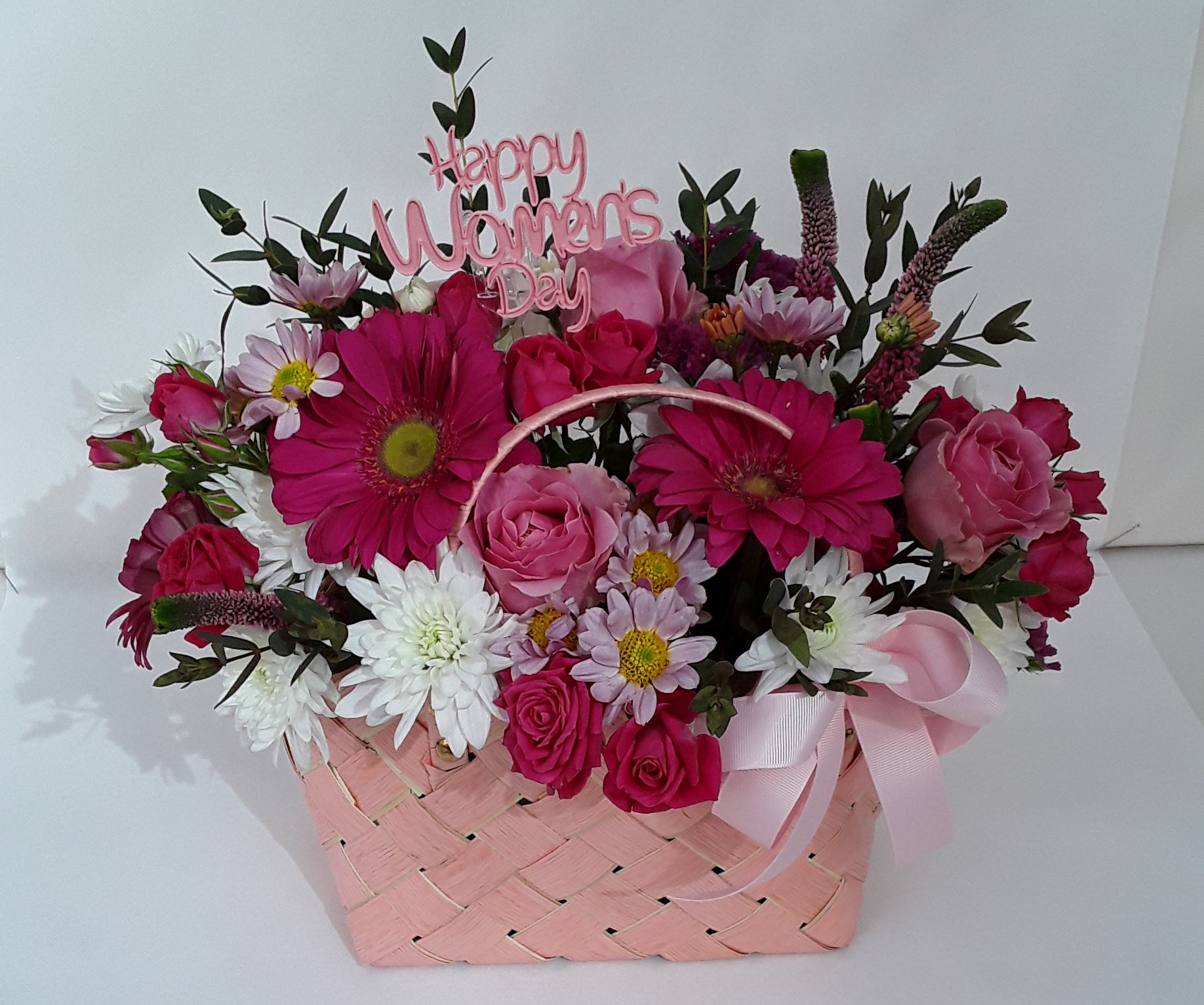 Pink bag mixed seasonal flowers big