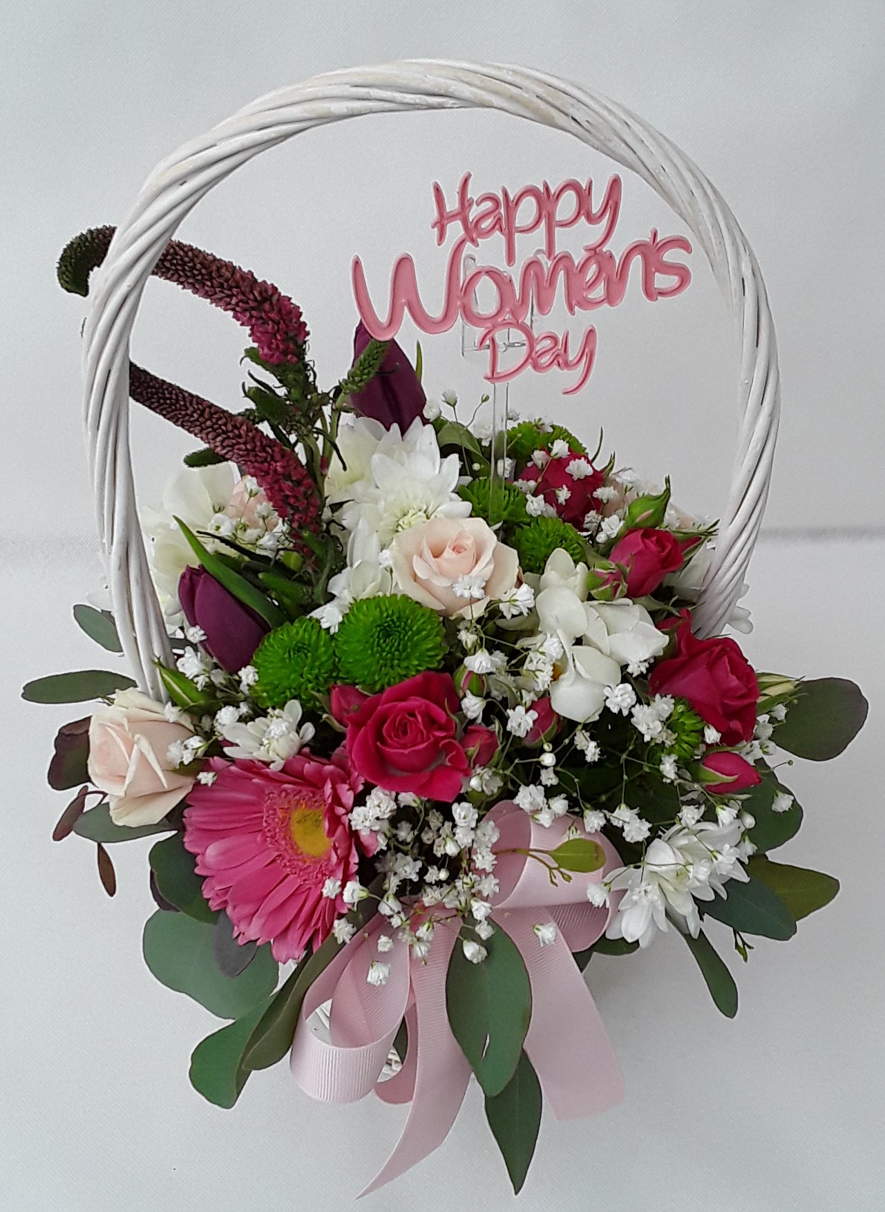 Mixed flowers in a basket