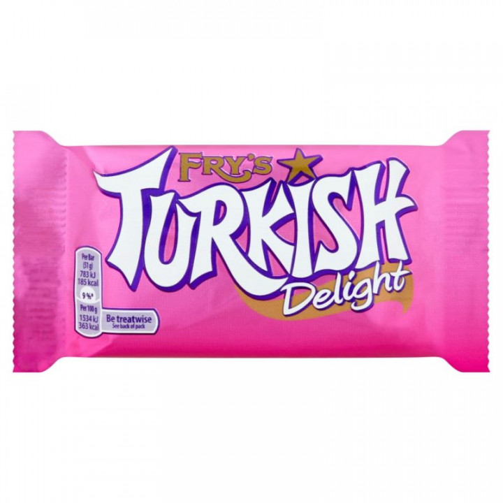 FRY'S TURKISH DELIGHT Sweet Rose FLAVORed Covered In Milk Chocolate Bar 51G