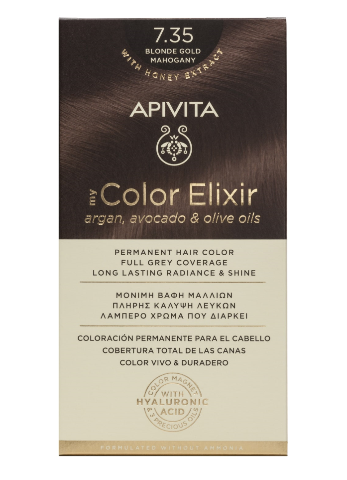 Apivita Natures Hair Dye Color N7.35 blonde gold mahogany