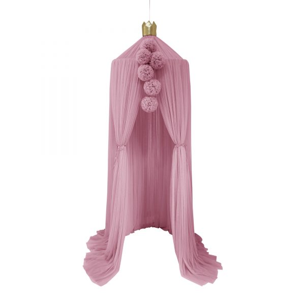Spinkie Dreamy Canopy + 3 Pom Garlands In Blush With Gold Crown