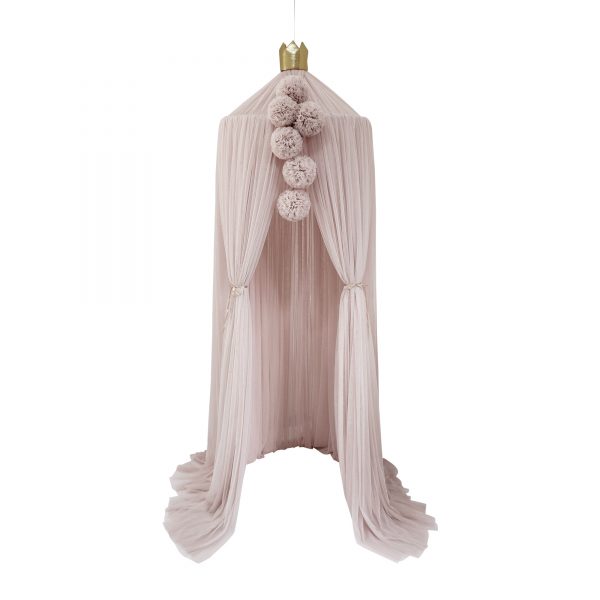 Spinkie Dreamy Canopy + 3 Poms Garlands In Champagne Set With Gold Crown