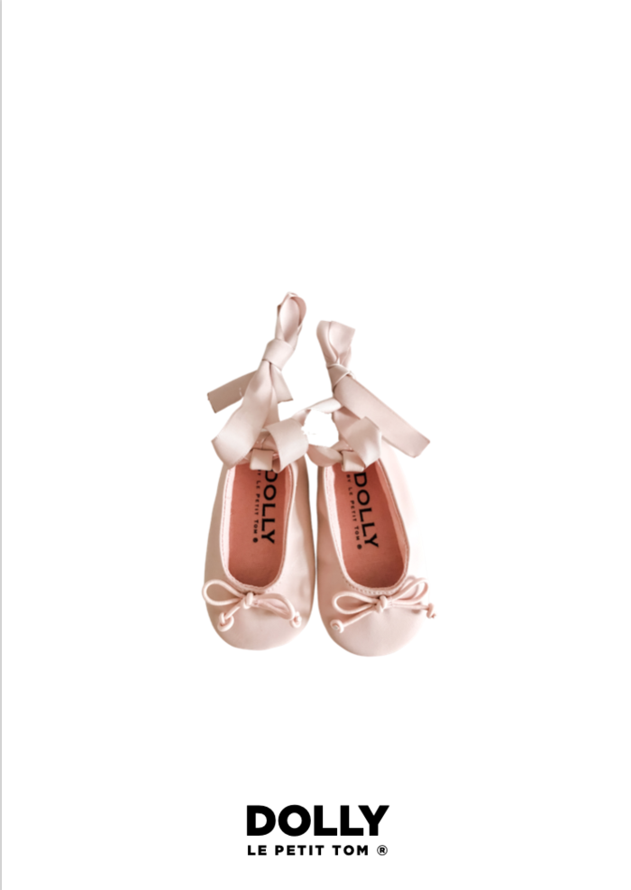 Dolly By Le Petit Tom Baby Ballerinas With Ribbons In Pink