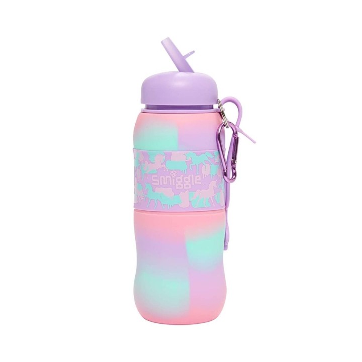Smiggle Illusion Roll Silicone Drink Bottle - Lilac 600ml