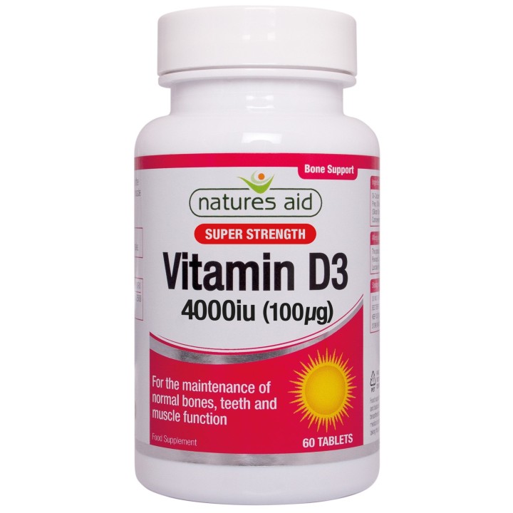 Natures Aid Super Strength Vitamin D3 4000Iu, 60 Tablets