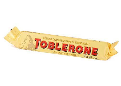 TOBLERONE SWISS MILK CHOCOLATE BAR WITH HONEY & ALMOND NOUGAT 35G