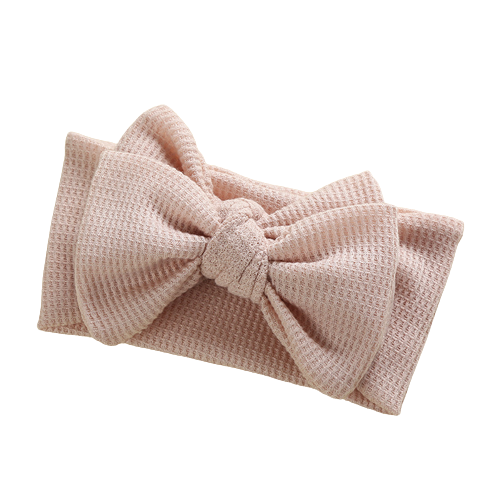 Girl's Double Top Bow Baby Headband In Beige Newborn - 12 Months Old 1Pc