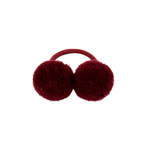 Girl's Pom Pom Elastics Set Of 2: Burgundy Colour 2Pcs