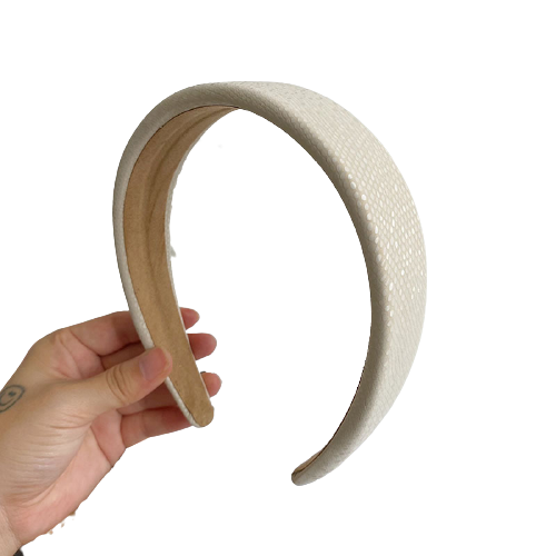Woman's Imitation Sponge Leather Headband In Milky White Colour 1Pc