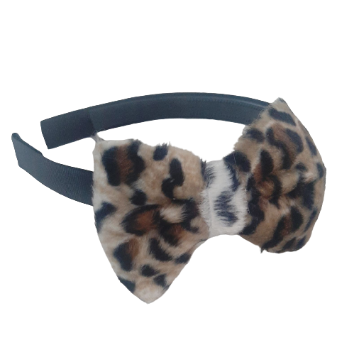 Girl's Animal Print Handmade Headband Bow Beige Colour 1Pc