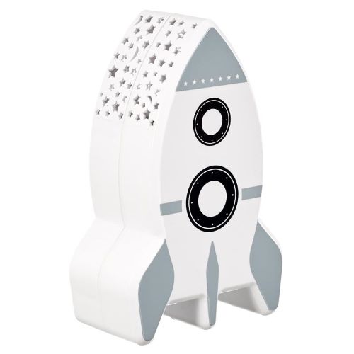 Kid's Little Rocket Night Light Wall Projection White & Grey Colours 15.3X9.3X5.7Cm 1Pc