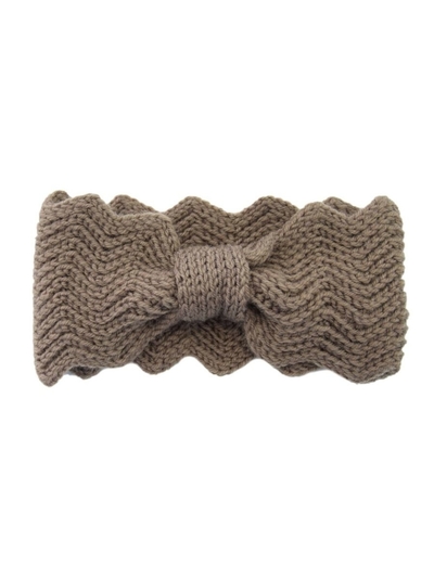 Girl's Autumn-Winter Bowknot Cozy Knitted Headband In Khaki 12X22Cm 1Pc