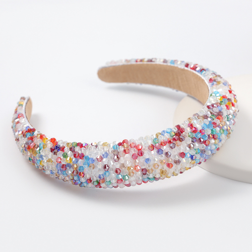 Girl's Shiny Acrylic Beaded Gem Headband Multicolored 1Pc