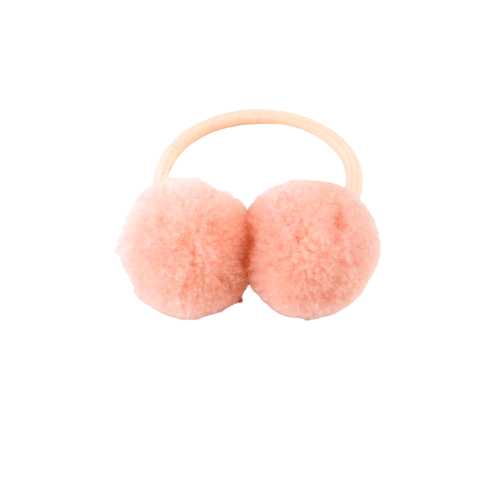 Girl's Pom Pom Elastics Set Of 2: Peach Colour 2Pcs