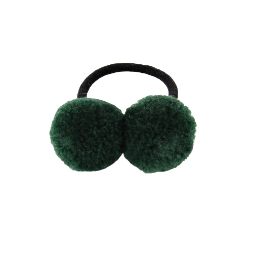 Girl's Pom Pom Elastics Set Of 2: Green Colour 2Pcs