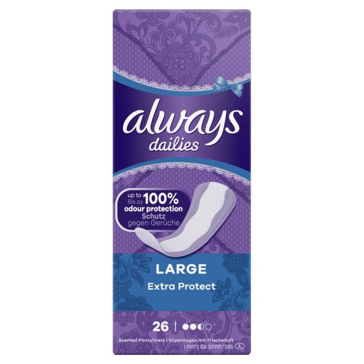 Always Dailies Extra Protect Large Sanitary Pads x26