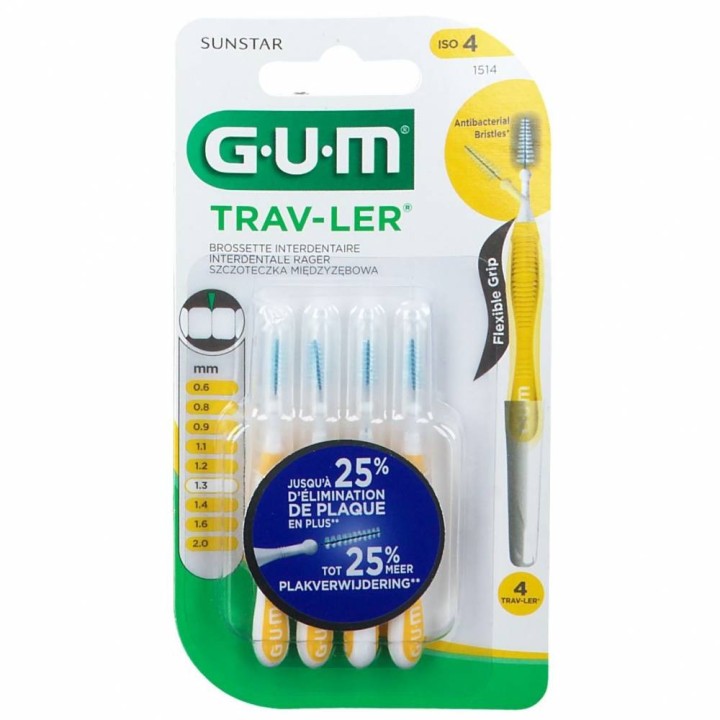 Gum Trav-Ler Ienterdental Brushes 1.3Mm 1514 x4