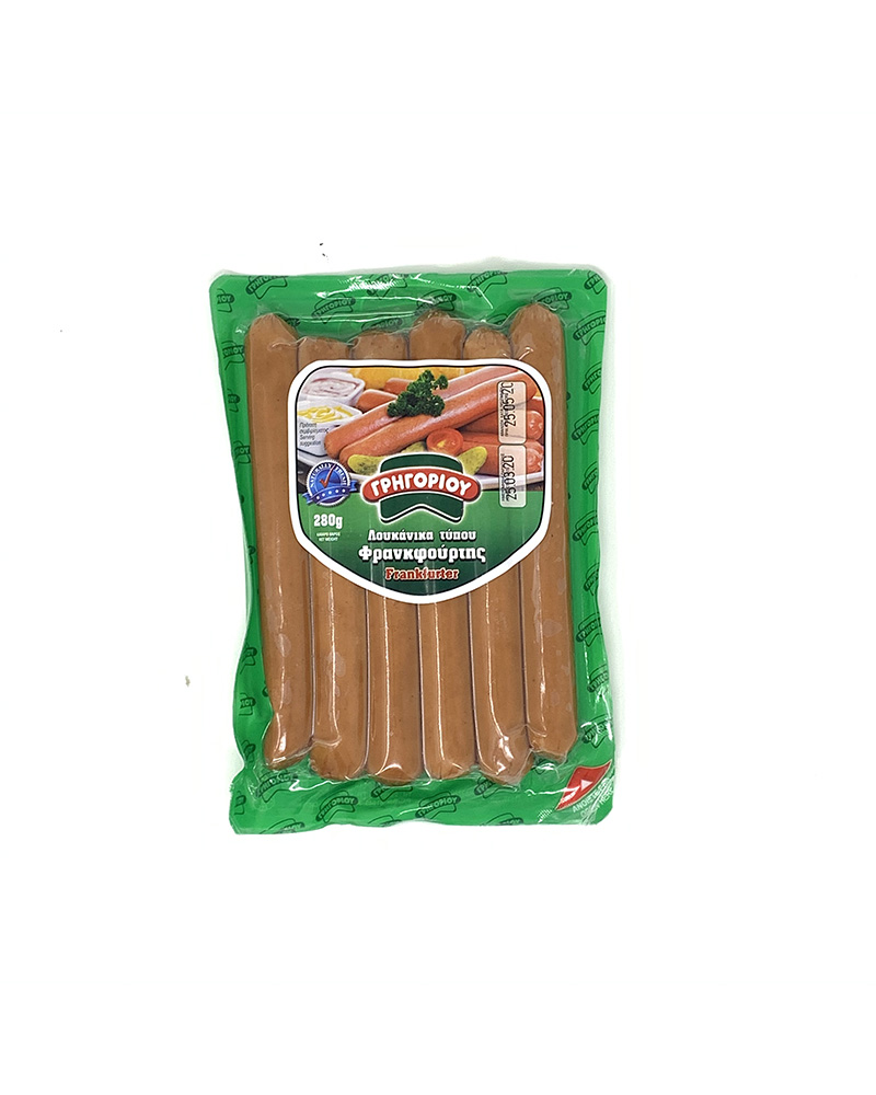 Gregoriou Frankfurters Sausages 100% Natural Ingedients 280G