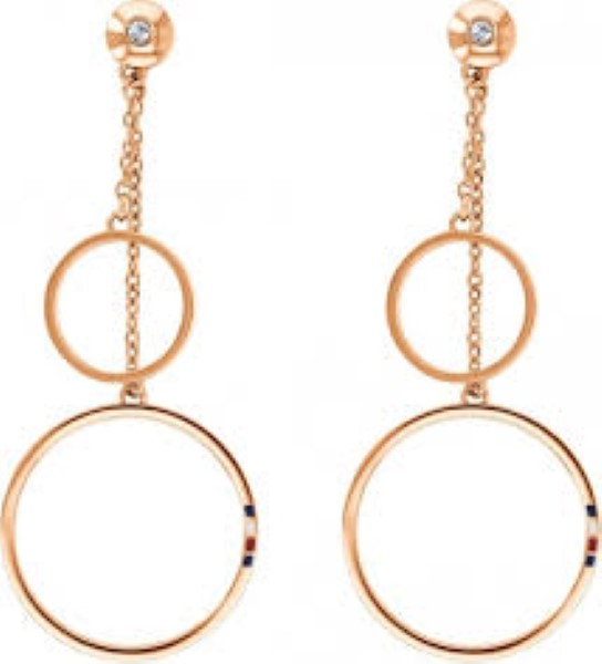 Tommy Hilfiger Woman's Earrings Hoop Rose Gold 2Pcs