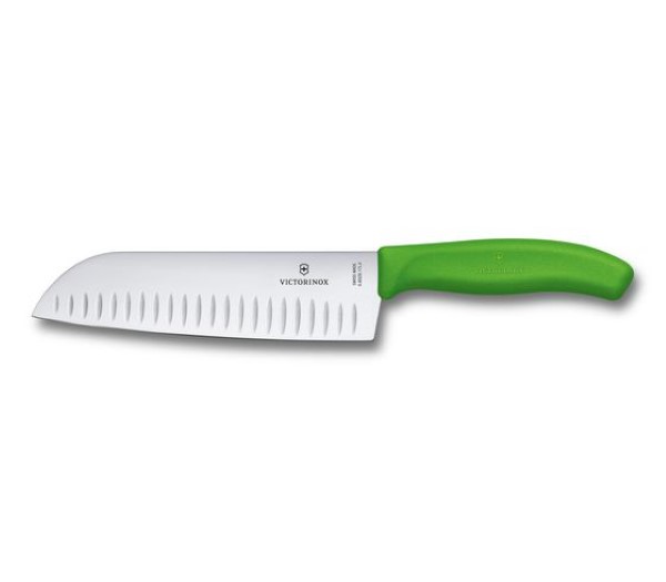 Victorinox Swiss Classic Santoku Knife Fluted Edge Green Colour