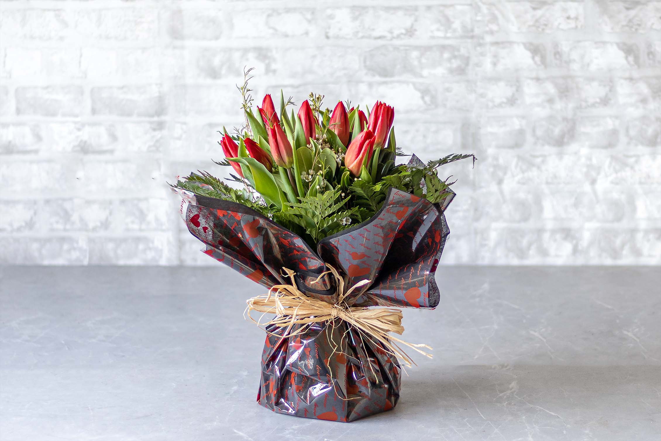 Red water bouquet with 15 tulips  No1205
