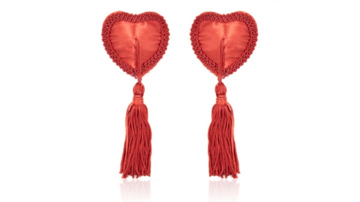 Lingerie Naughty Toys Red Burlesque Heart Nipple Pasties One Size