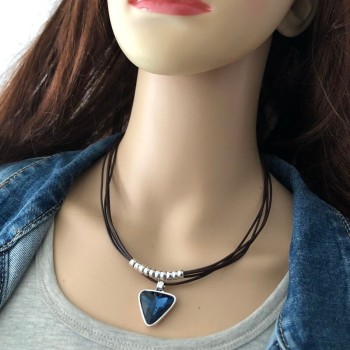 Anslow Women's Necklace Low0018An Blue Gem