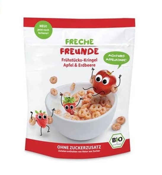 Erdbar Cereal Hoops Apple Strawberry 125G Bio