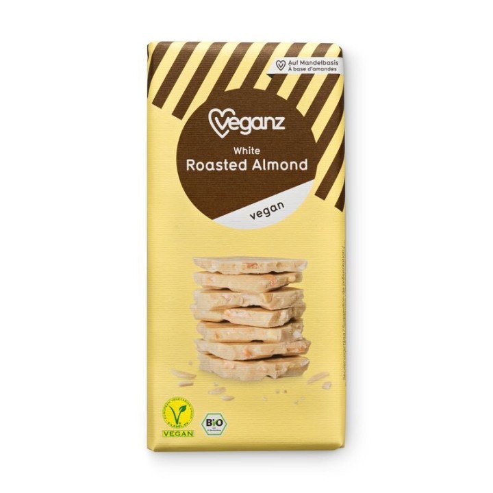 Veganz Vegan White Chocolate Roasted Almond Bio 80G