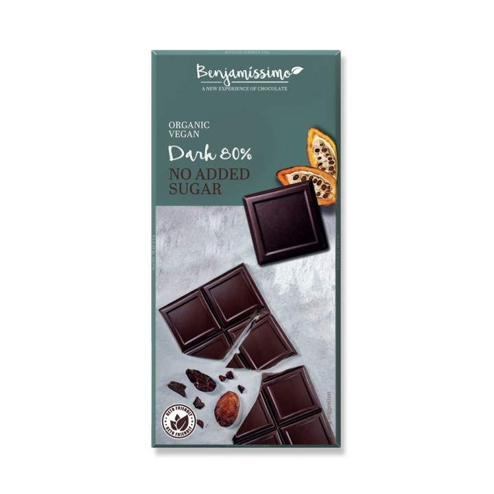 Benjamissimo Dark 80 No Added Sugar Vegan Bar 70G Bio