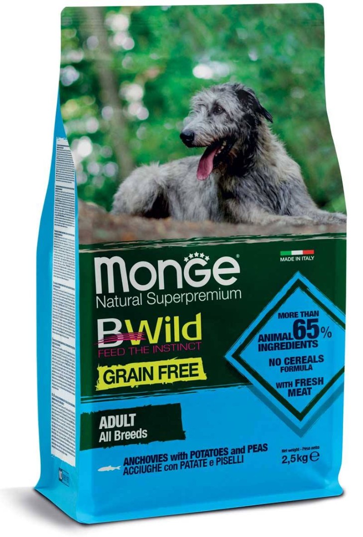 Monge Bwild Dog Anchovies Potatoes And Peas - 12 Kg