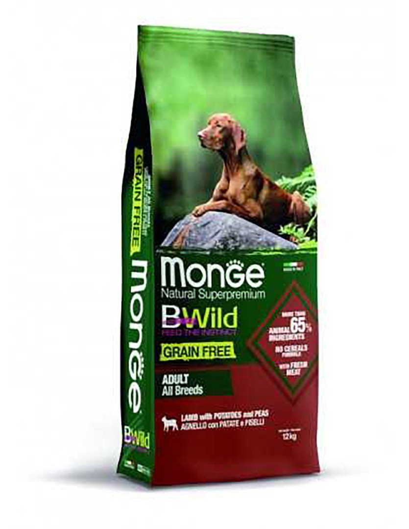 Monge Bwild Grain Free – Lamb With Potatoes And Peas – All Breeds Adult - 12 Kg