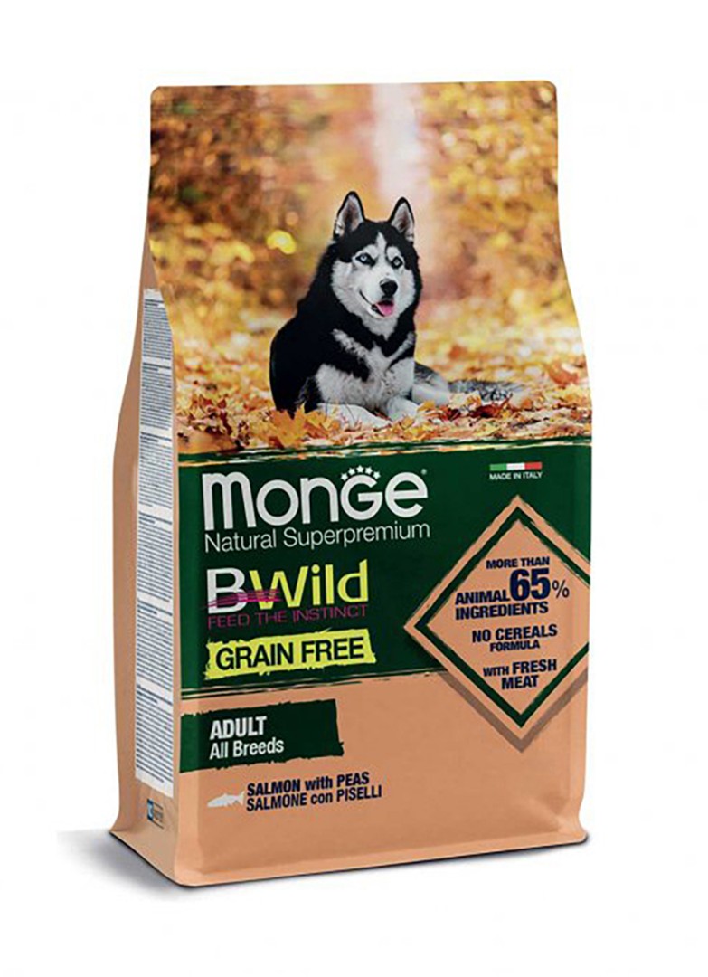 Monge Bwild Grain Free – Salmon With Peas – All Breeds Adult - 2.5 Kg