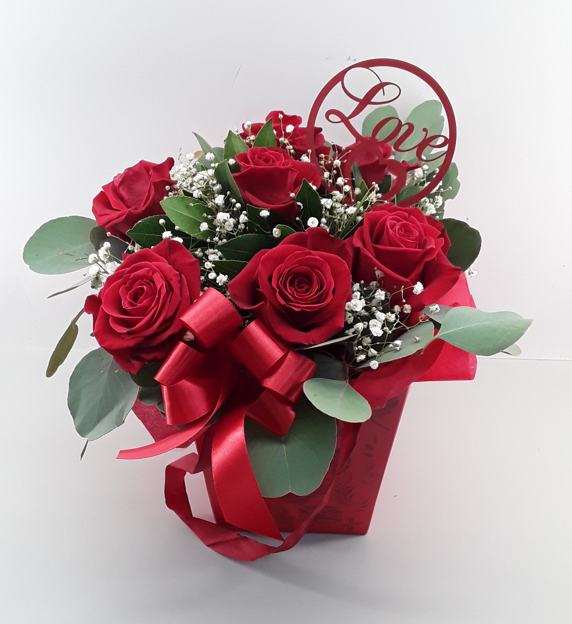 B2407--Creation with 7 red roses