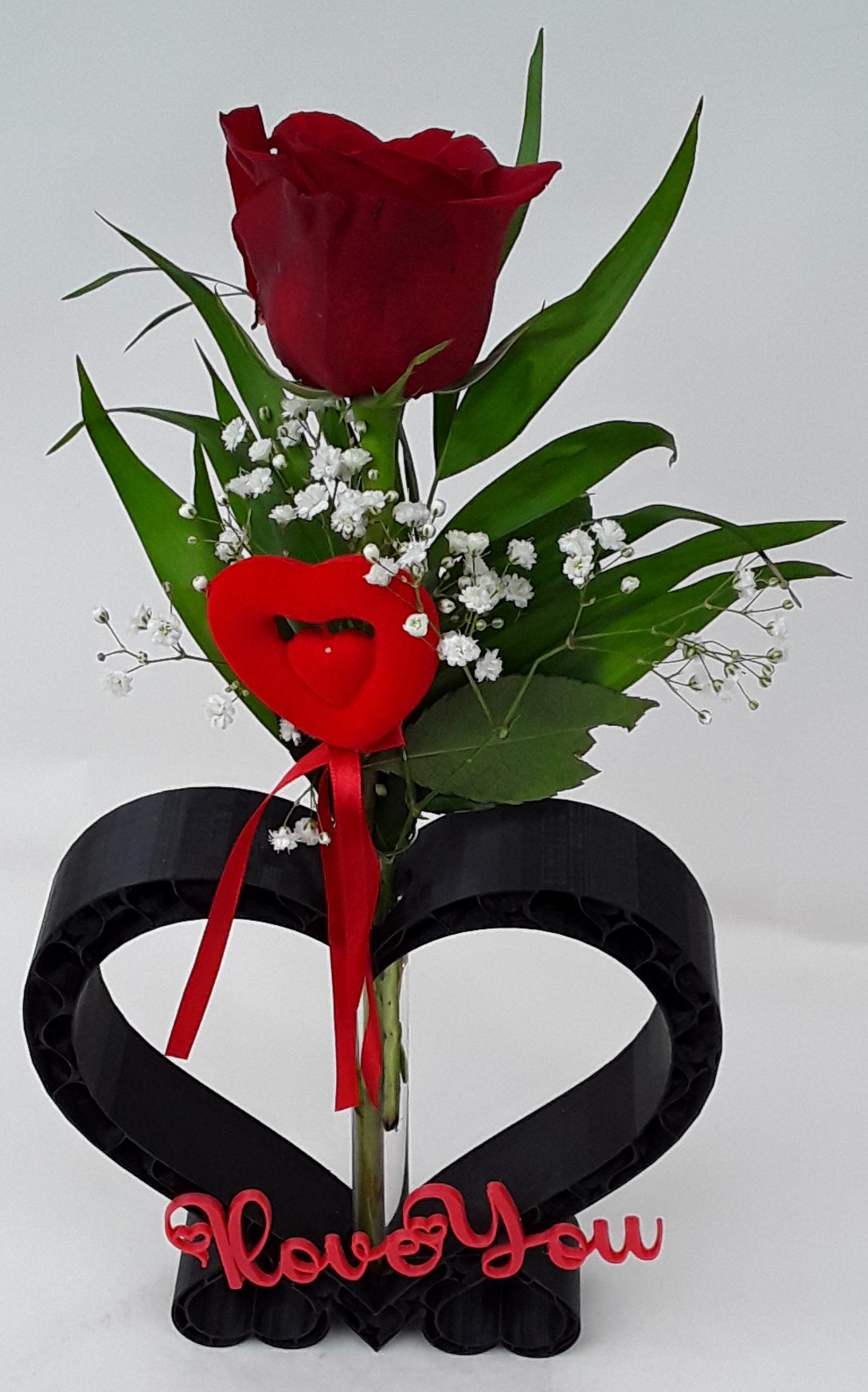 B2427-- Love's set Red rose in black heart