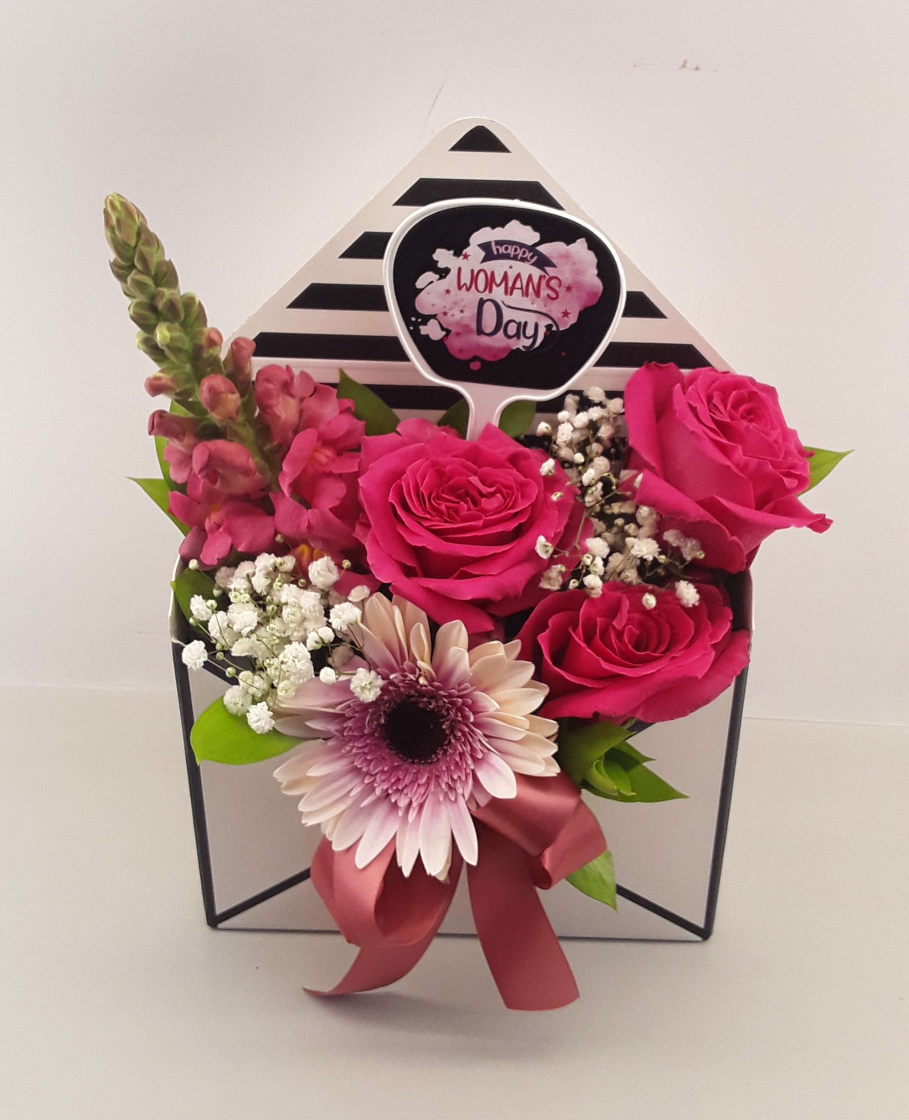 W2419--Mixed flowers in white letter box