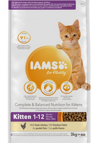 Iams For Vitality Dry Kitten Food With Fresh Chicken 10kg