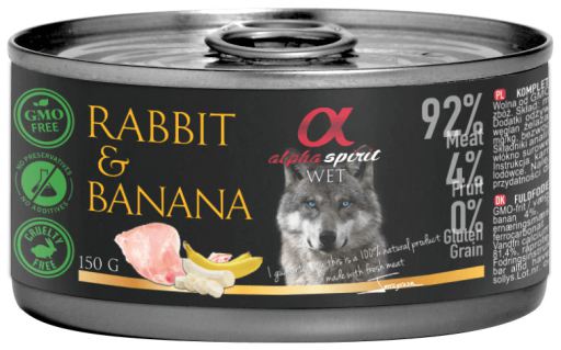 Alpha Spirit Wet Food Rabbit & Banana - 150gr