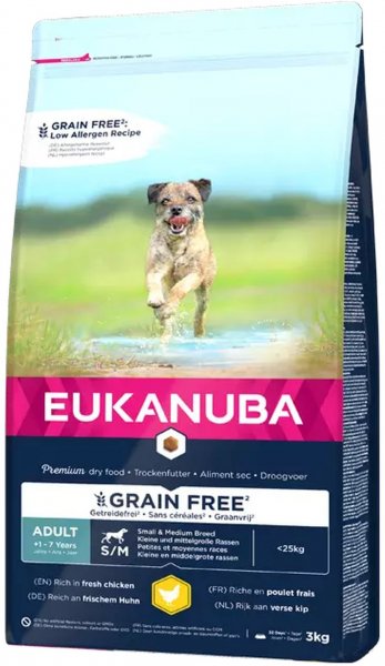 Eukanuba Adult Grain Free Chicken Small & Medium Breed - 3 Kg